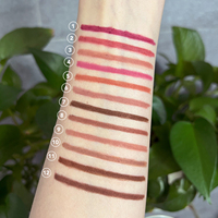 Crayon à lèvres en bois lisse personnalisé pour votre marque, longue tenue, maquillage des lèvres sous marque privée, crayon à lèvres doré avec taille-crayon