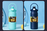 Thermos portable en acier inoxydable 304 à isolation sous vide, grande capacité, tasse de randonnée compacte, volume élevé, maintien thermique 12-24 heures