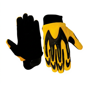 Yellow Black PU Safety <b>Gloves</b> <b>With</b> Anti-Slip Texture Elastic Wristband General Purpose - Product Image 1