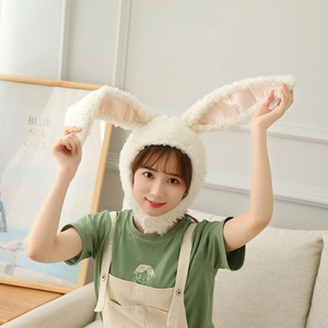 ウサギの耳の帽子 ソフト調節可能なウサギの耳の帽子 かわいいふわふわのウサギの耳の帽子 ソフトウサギの耳 軽量で快適な帽子 - Product Image 1