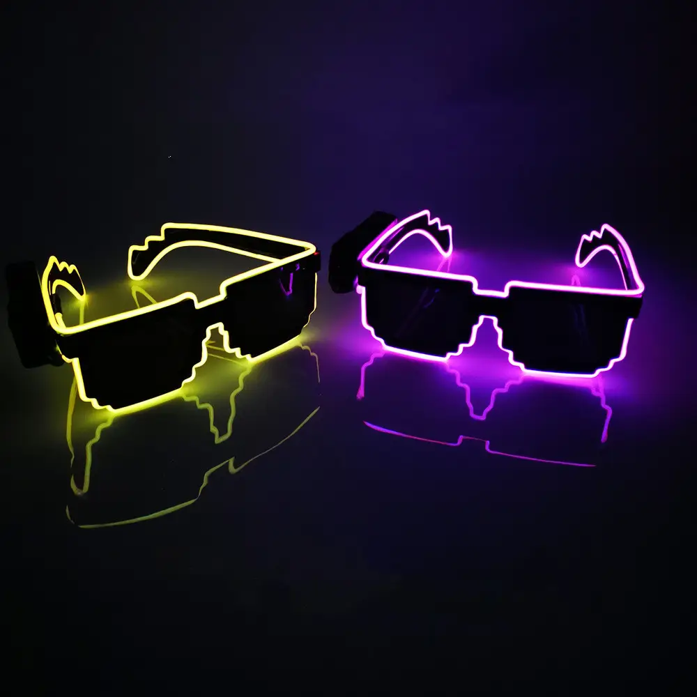 ライトメガネグローパーティーコンサート用品Led発光プラスチックメガネワイヤレスモザイクバーディスコグラスライトアップおもちゃ