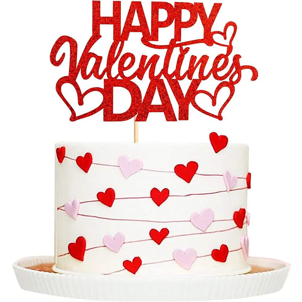 Valentine 'S Acryl Topper Bruiloftsfeest Levert Happy Valentijnsdag Cake Decoraties Topper