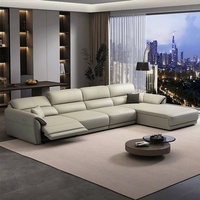 Modernes Minimalistisches Intelligentes Elektrisches Ledersofa mit Nullwand-Design aus Vollnarbenleder und Mehrfach Verstellbarem Winkel für Zuhause