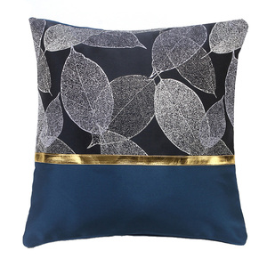 Fodera per cuscino quadrata di lusso fodera per cuscino <span class=keywords><strong>in</strong></span> raso di <span class=keywords><strong>seta</strong></span> Jacquard a foglia per la decorazione domestica - Product Image 2