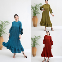 Robe plissée Miyake de luxe sur mesure, taille unique, style bohème chic pour femme, design de marque, rouge, décontractée, Vestidos