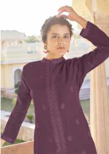 Conjunto de pantalón Kurti de traje Salwar Kameez de trabajo de secuencia de bordado pesado de estilo indio y pakistaní para mujer con Dupatta - Product Image 3