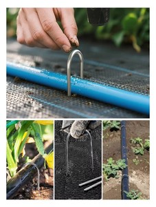 616 Inch U Shape PVC Coated Ground Staples Galvanized Steel <b>Pins</b> for Weed Barrier Grass Cloth Landscape Fabric Nails - Product Image 4