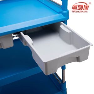 Carrito de Hospital Yuekang de 2 Niveles, de Plástico, con Cajón y Cubeta, Carro Médico para Uso Clínico - Product Image 3