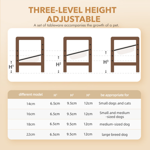 Shamitao Dayanıklı 3'ü 1 Arada Evcil Hayvan Çift Kase Entegre Tasarım Eğimli Mama Su Köpek Kedi Seramik Kase Ahşap Standlı Yükseltilmiş Dış Mekan Kullanımı - Product Image 3