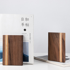 Wooden <b>Bookends</b> Solid Wood 10.8x8x13cm Smile Design Desktop Organizer For Home Office Decor - Product Image 2