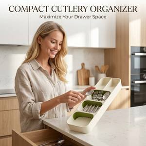 Caja de Almacenamiento de Cubiertos de Tamaño Pequeño, Organizador de Utensilios de Plástico para Cucharas, Tenedores y Cuchillos, Organización de Vajilla de <span class=keywords><strong>Cocina</strong></span> - Product Image 1