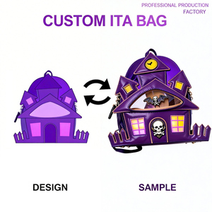 Borsa a Tracolla/Zaino Gotico Personalizzato per Halloween, Stile Casa Stregata, in Pelle Vegana di Lusso, Materiale Personalizzabile - Product Image 1