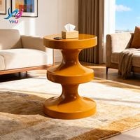 Table basse ronde moderne en fibre de verre de style nordique - Meuble de salon durable et écologique pour une utilisation à la maison et en extérieur