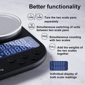 Báscula de Cocina con Precisión de 0.1g/1g, Conversión Multiunidad, <span class=keywords><strong>Plataforma</strong></span> Doble de 300g/5kg, Digital de Acero Inoxidable - Product Image 6