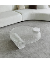 Table basse minimaliste personnalisée de luxe contemporaine multifonctionnelle avec plateau en verre et base en marbre naturel pour le mobilier de salon