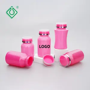 Frosted 300cc Botol Kemasan Pil Suplemen Vitamin Kapsul Plastik Kosong PET Pink Baru