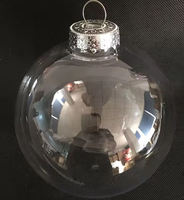 Vente en gros de pendentif boule de Noël transparente en verre de 8cm Taille personnalisée pour la décoration d'intérieur à la maison