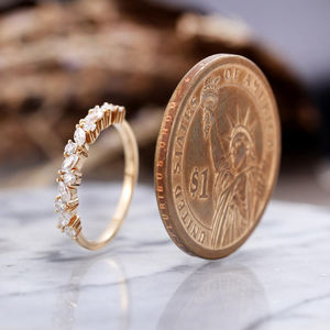 Женский Свадебный комплект с круглым муассанитом, винтажный комплект из жёлтого золота - Product Image 4