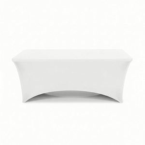 6FT Rectangular Fitted Wrinkle-Free Solid Black Stretch Spandex Tablecloth Washable for Events Parties Weddings - Product Image 6