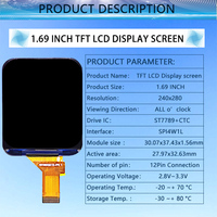 1.69 pouces LCD Intelligent Portable IPS Couleur TFT LCD SPI Interface 1.69 "240x280 TFT LCD Module D'affichage