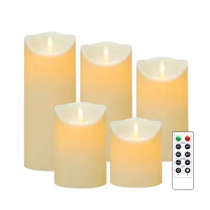 Factory led light pillar candles Wax Pillar Moving Control Flameless led candles with moving flame led pillar candles