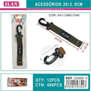 Portachiavi ILAN 20x2,5 cm con Moschettone Verde Militare e Cinturino Accessorio - Product Image 3