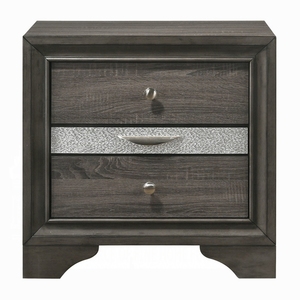 Comodino Contemporaneo con Finitura Grigia e Cassetti Portaoggetti, Mobile in Legno per Camera da Letto, 1 Pezzo - Product Image 2