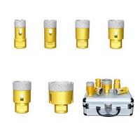 Juego de 6 brocas de diamante soldadas M14 con vástago roscado, modelo exclusivo transfronterizo, para perforación de metal de 25-50 mm, en estuche de aluminio.