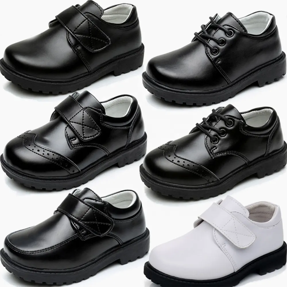 High Quality Flat Children's Dress Shoes Kids Black Leather Formal Student School Shoes For Boys and Girls