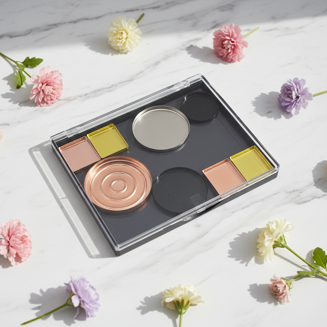 Factory Wholesale  Recycled Materials Plastic Makeup Packaging Powder Case Cosmetics Eyeshadow Mirror Eye Shadow
