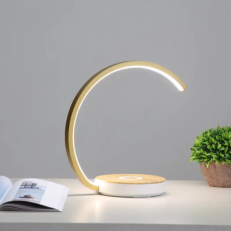 Wireless charging induction desk lamp smart home touch dimming bedside reading lamp