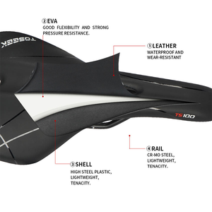 <span class=keywords><strong>Selle</strong></span> de vélo TOSEEK TS100 en cuir souple avec ventilation pour vélos de route - 280 mm * 155 mm, design simple ORIGINAL pour hommes, toutes saisons - Product Image 4