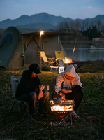 Barbecue portable pliable en acier inoxydable BLACKDEER avec foyer intégré pour chauffage au charbon d'été et d'hiver en extérieur