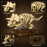 Ensemble de blocs de construction personnalisés dinosaures cornus, jouets éducatifs pour enfants, modèle d'exposition de fossiles, produit en gros OEM sous marque privée