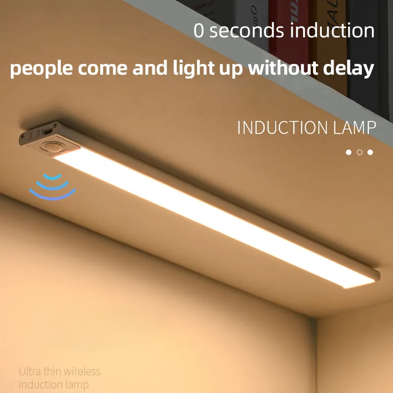 ภายใต้ห้องครัวไฟ LED ตู้ไร้สายชาร์จ Motion Sensor ตู้สําหรับตู้เสื้อผ้าเครื่องประดับห้องนั่งเล่น