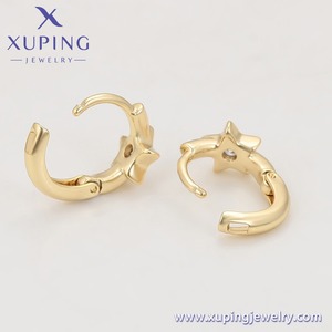 X000881501 Bijoux XUPING Boucles d'oreilles créoles Huggie plaquées or 14K avec breloque étoile tendance pour femme - Product Image 4