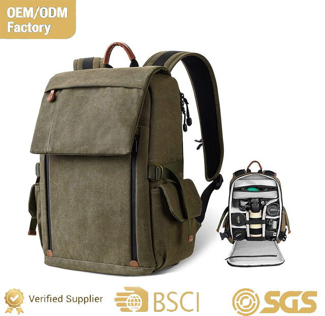 OEM Wholesale Eco-friendly Polyester Camera Laptop Backpack with Zipper Closure for Photography and Hiking Travel