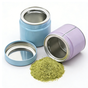 Barattolo di Latta Rotondo Ermetico da 300g per Confezionamento Tè, Stampa Personalizzata, Contenitore in Metallo per Tè e Polvere di Matcha 	 Sigillante per lattine - Product Image 1