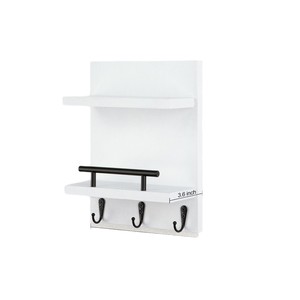 Wall Mounted <b>Shelf</b> With <b>Hooks</b> And Bar 3.6 Inch Key Organizer For Home Storage - Product Image 1