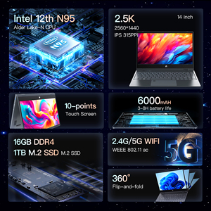 2025 mới mini giá rẻ 14.1 inch kinh doanh máy tính xách tay baratos Intel N95 512GB SSD 1TB <span class=keywords><strong>RAM</strong></span> <span class=keywords><strong>DDR4</strong></span> màn hình cảm ứng ban đầu bilgisayar máy tính xách tay - Product Image 6