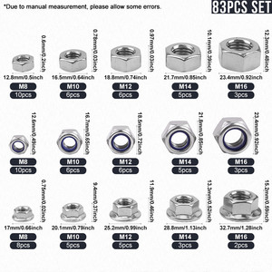 Kit d'écrous métriques en acier inoxydable et nylon pour applications minières, divers types - Product Image 3
