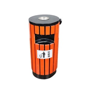 Outdoor Round Stainless Steel Waste <b>Bin</b> 35x80 With <b>Lid</b> For Park Street Use - Product Image 3