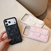 Casing Ponsel Dompet Kartu Berlapis Quilted Caviar Dengan Tali Selempang Pelindung Untuk IPhone 18 17 16 Pro Max 15 14 13