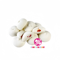 Vente en gros de barbe à papa de forme ronde bonbons halal saveur fraise confiture fourrée guimauve blanche