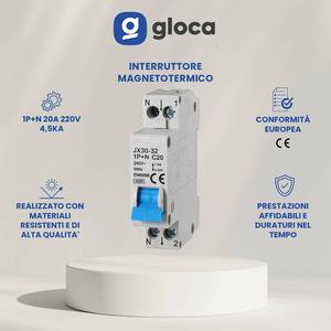 Disyuntor en miniatura automático Gloca 4P 20A 220V 4.5KA 1 módulo DIN C20 Fusible electrónico Corriente nominal 25A 1P + N - Product Image 2