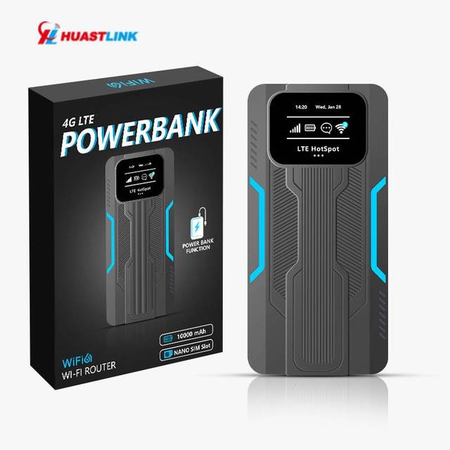 Huastlink Portable Mobile WiFi 6 4g LCD Router 300Mbps 10000mAh Battery SIM Card Travel Use