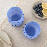 Tasse en verre à bulles bleu lait créative, en borosilicate haute résistance, pour café, lait et thé