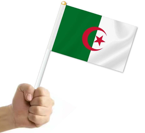 Pays personnalisé 14*21cm Polyester Pays Petit Algérie National Main Agitant Drapeau avec Poteau En Plastique - Product Image 4