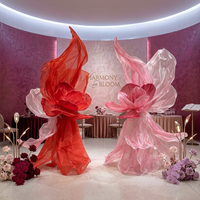 Fleur géante en tissu organza de luxe Y-070, grande fleur artificielle faite à la main pour la décoration de la scène de mariage