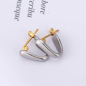 <b>Stud</b> Earrings U Shape Geometric <b>Titanium</b> Steel Metallic Minimalist Fashion Jewelry For Women - Product Image 1